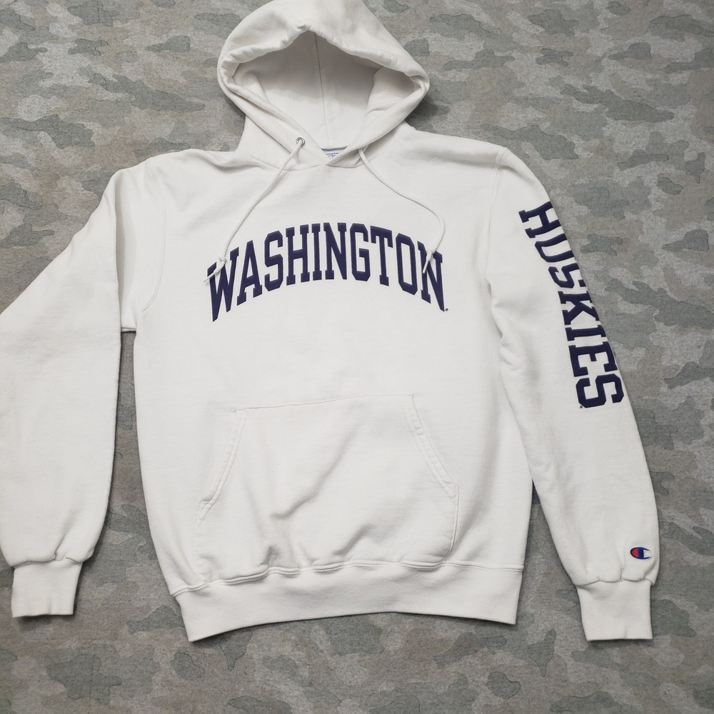 Washington Huskies Sweatshirt Women Small White Hoodie Champion Pullover